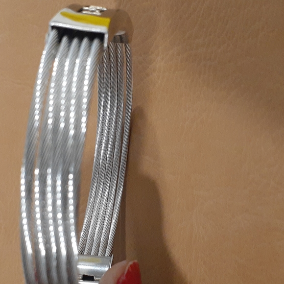 STAINLESS STEEL FIVE STAND GREEK KEY BRACELET ID - Picture 4 of 4